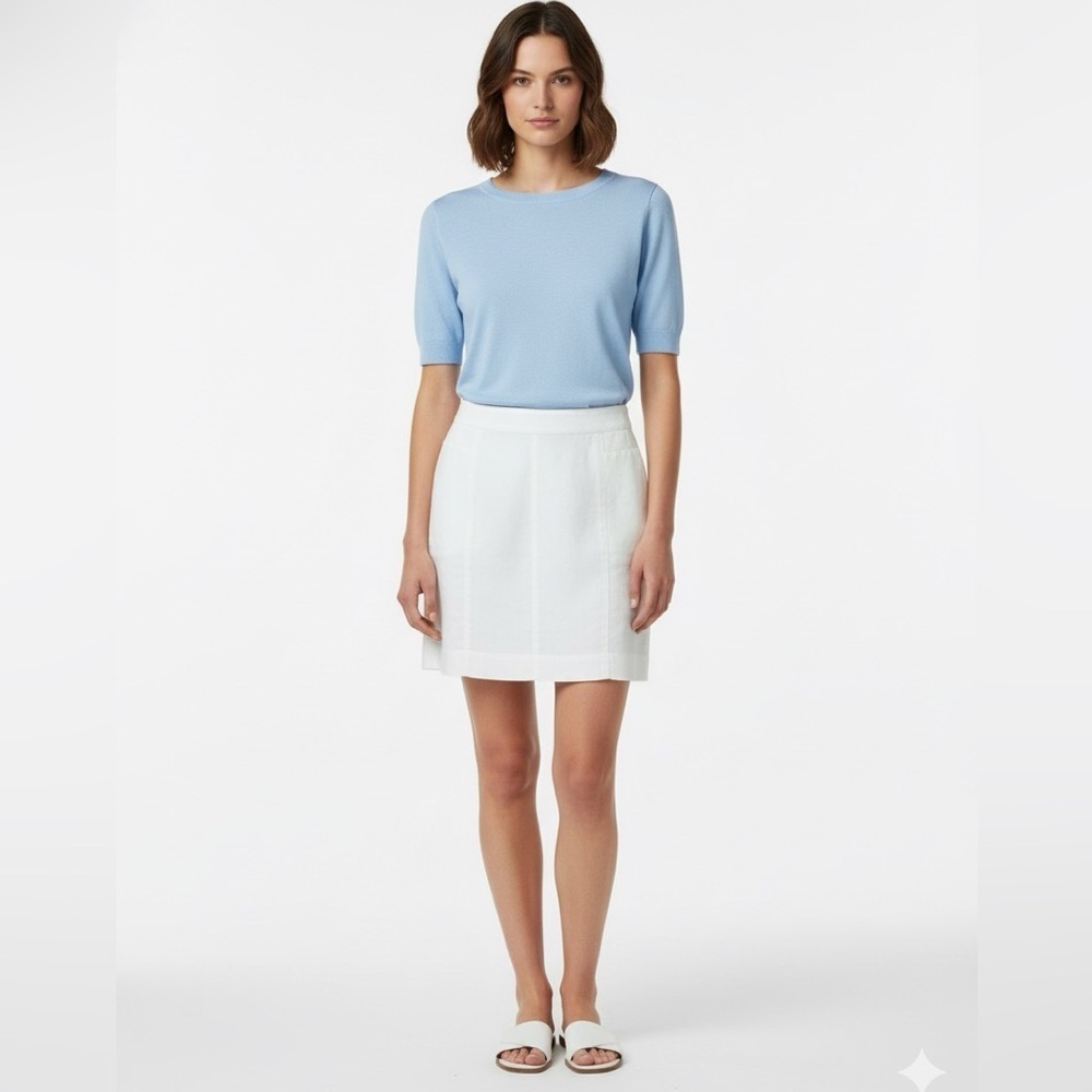 BANANA REPUBLIC 100% Linen White Mini Skirt Lined in 100% Cotton US Sz 12